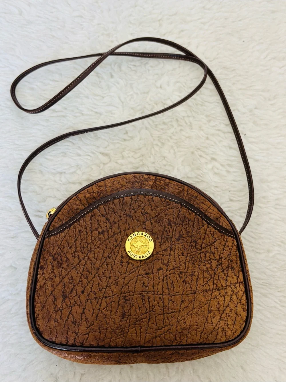Kangaroo Australia Genuine Brown Leather Small Shoulder Bag 7.5”x7”x2”
